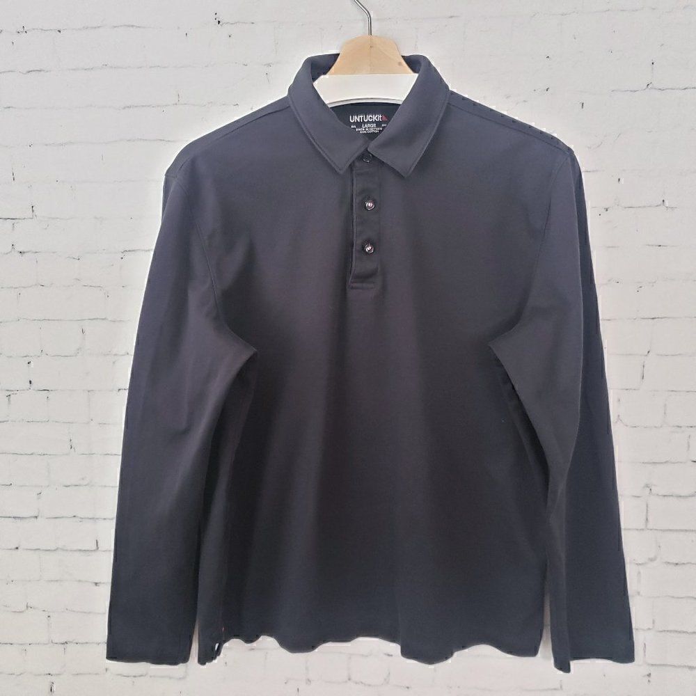 Untuckit Damaschino Long Sleeve Top Womens Size L Black 40251